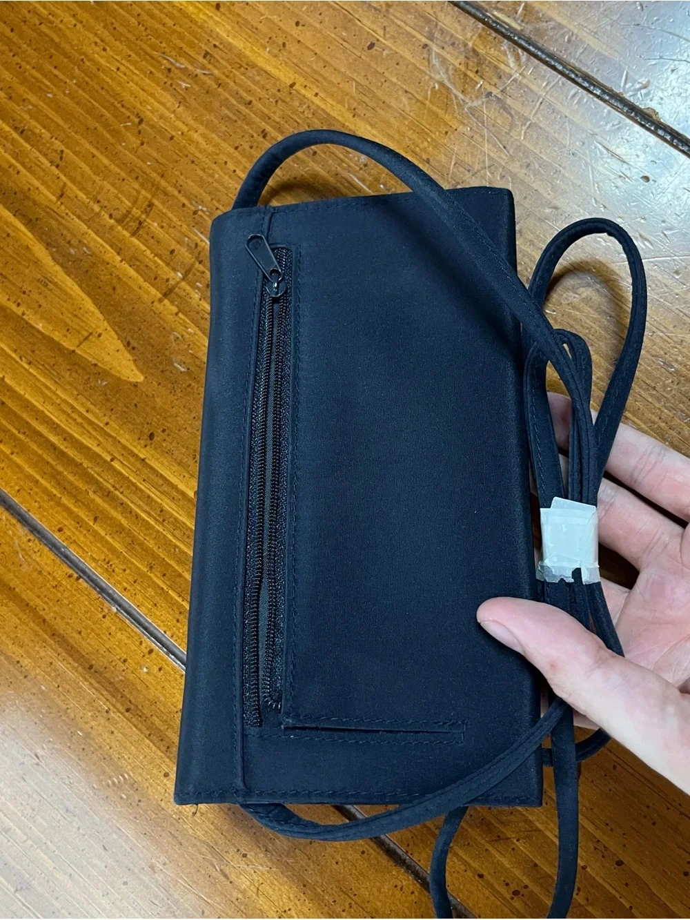 Minimalist Navy Blue Canvis Fabric Crossbody Trifold Wallet Clutch EUC